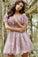 A-Line Cold Shoulder Purple Lace Homecoming Party Dress with Ruffles Prom Dresses H1340