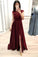 A Line Burgundy Cap Sleeve Prom Dresses Long Beading Slit Evening Party Dresses WK897