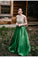 A Line Halter Emerald Green Beaded Prom Dresses Backless Satin Long Prom Dresses WK825