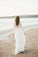 A Line See Through Long Sleeve Lace Appliqued Ivory Beach Wedding Dresses WK382