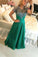 A Line Short Sleeve Green Lace Appliques Beads Prom Dresses Floor Length Evening Dress WK931