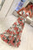 A Line Spaghetti Straps Floral Print V Neck Prom Dresses Simple Party Dresses P1015
