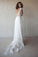 A Line Tulle Lace Appliques Wedding Dresses Short Sleeve Backless V Neck Bridal Dress WK494