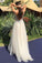 A Line V Neck Backless Beaded Ivory Prom Dresses Sequins Backless Formal Dresses P1093