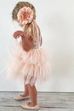 Adorable A-line Knee length Pink Tulle Little Flower Girl Dress with Lace Party Dress FG1005