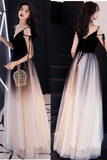 Chic Black Ombre Tulle Prom Dresses Unique V Neck Sleeveless Party Dresses Dance Dress P1045