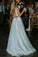 Chic V Neck Ivory Lace Appliques V Back Wedding Dresses with Appliques Lace up W1017