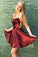 Criss Cross Back Burgundy Sequins Homecoming Dress Spaghetti Straps Sweet 16 Dress H1252