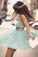 Criss Cross Cutout Mint Green Homecoming Dress Spaghetti Straps Chiffon Prom Dress H1250