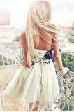 Cute A Line Sweetheart Lace up Strapless Tulle Homecoming Dress with Lace WK866