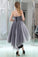 Cute Gray Ruffles High Low Strapless Tulle Homecoming Dresses with Lace up H1261