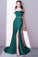 2022 Elegant Green Off Shoulder Two-Piece Slit Mermaid Bateau Prom Dresses WK390