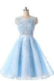 Charming Elegant Light Blue Tulle Prom Dress Short Homecoming Dress Prom Dresses WK732