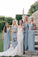 Flowy Long one Shoulder Cheap Dusty Blue Chiffon Bridesmaid Dresses with Slit WK988