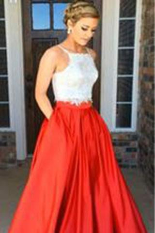 Two-piece Square Neck Red Real Made Prom Dress Sexy Prom Dress for Teens Party Dresses WK114