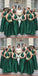 A-Line Round Neck Floor Length Hunter Green Satin Bridesmaid Dress Long Prom Dresses BD1001