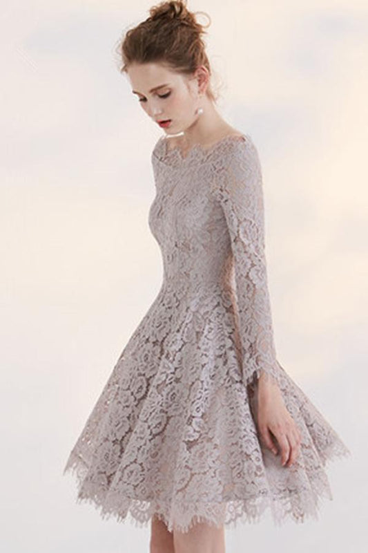 New Arrival Fashion Long Sleeves Temperament Homecoming Dress With Lace Appliques WK172