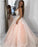 Elegant A Line Mint Green Tulle V Neck Prom Dresses with Lace Long Cheap Party Dress P1021
