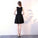 Simple Black Knee Length Satin A Line Homecoming Dresses