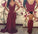 Sexy Burgundy V-neck Lace Spaghetti-straps Ruched Backless Prom Dresses