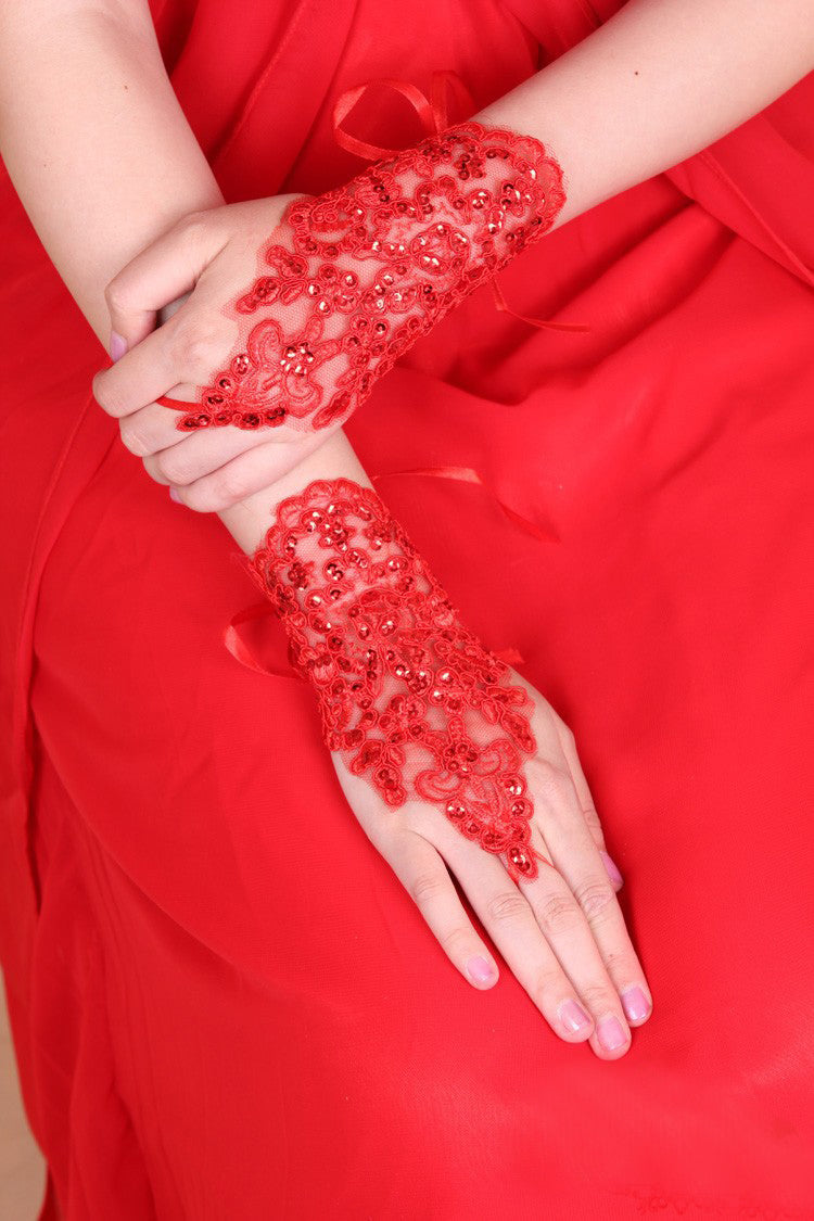 2024 Lace Wrist Length Bridal Gloves WK1001
