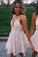 Mini Pink A Line Spaghetti Strap Short Prom Dresses, Homecoming Party Dress PW753