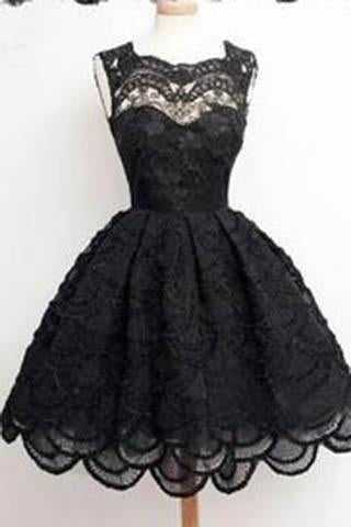 Knee-Length Black Elegant Homecoming Dress Homecoming Dress For Juniors And Teens PD0017