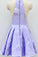 Simple Lilac Jacquard Floral Homecoming Dresses with Pocket Halter Graduation Dresses WK949