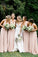 Simple V Neck Light Pink Bridesmaid Dresses Cheap Long Chiffon Maxi Dress WK586