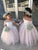 Cute Off the Shoulder Long Sleeve Pink Lace Appliques Tulle Flower Girl Dresses WK289
