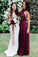 Charming Burgundy A-Line Halter Backless Maroon Chiffon Bridesmaid Dress with Sash WK16