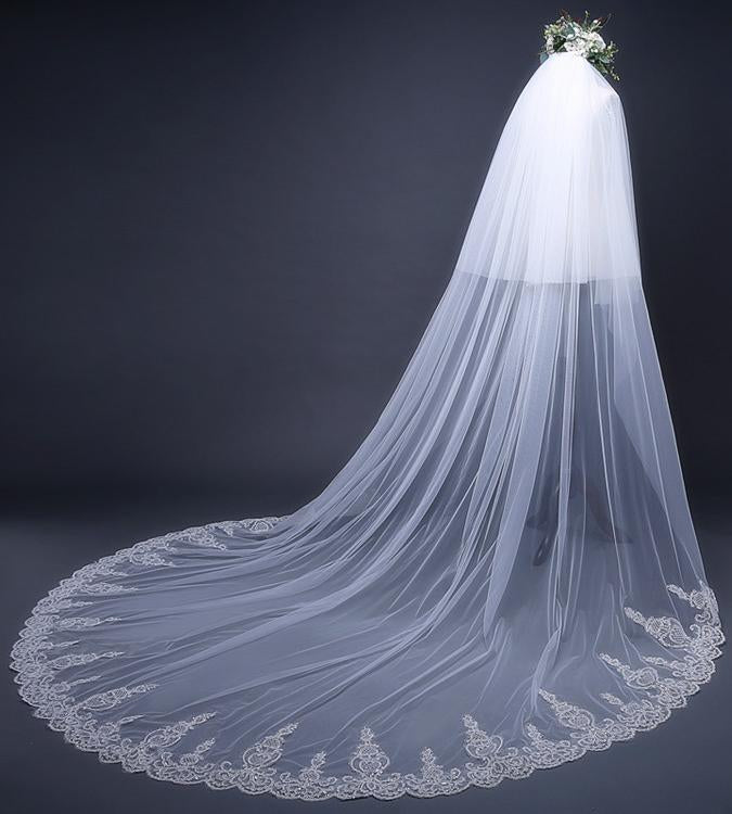 Cathedral Tulle Lace Ivory Wedding Veil Bridal Veil Wedding Veil WK288