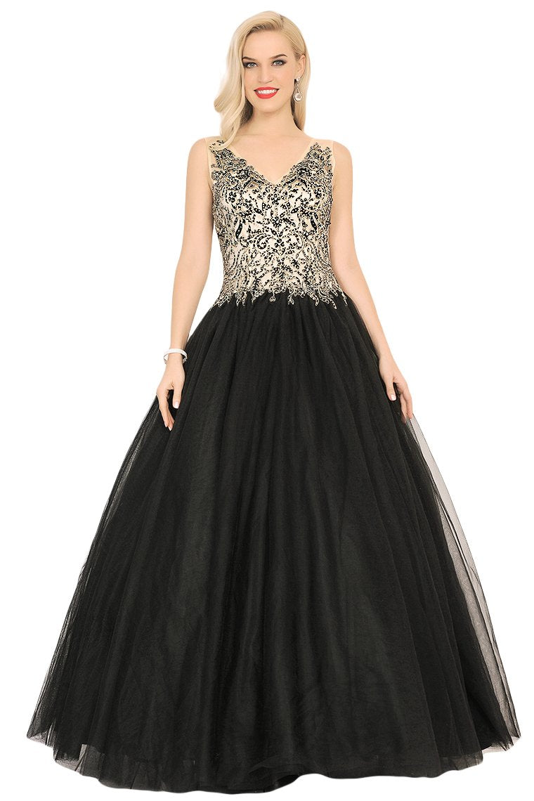 New Arrival Quinceanera Dresses V Neck Tulle With Beading&Appliques