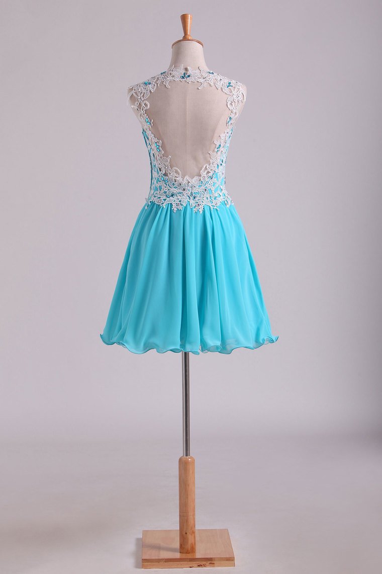 Straps A-Line/Princess Homecoming Dresses Chiffon With Applique