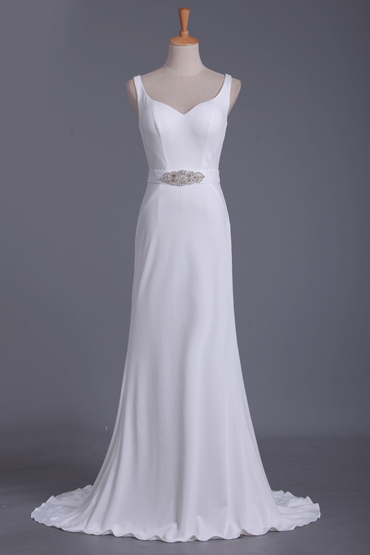 Hot Mermaid V Neck Open Back With Sash Wedding Dresses Spandex