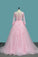 A Line Tulle Scoop Wedding Dresses With Applique And Beads Sweep Train