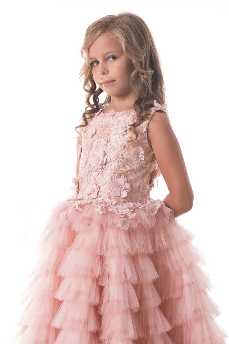 Scoop Flower Girl Dresses A Line Tulle With Handmade Flowers And Beads