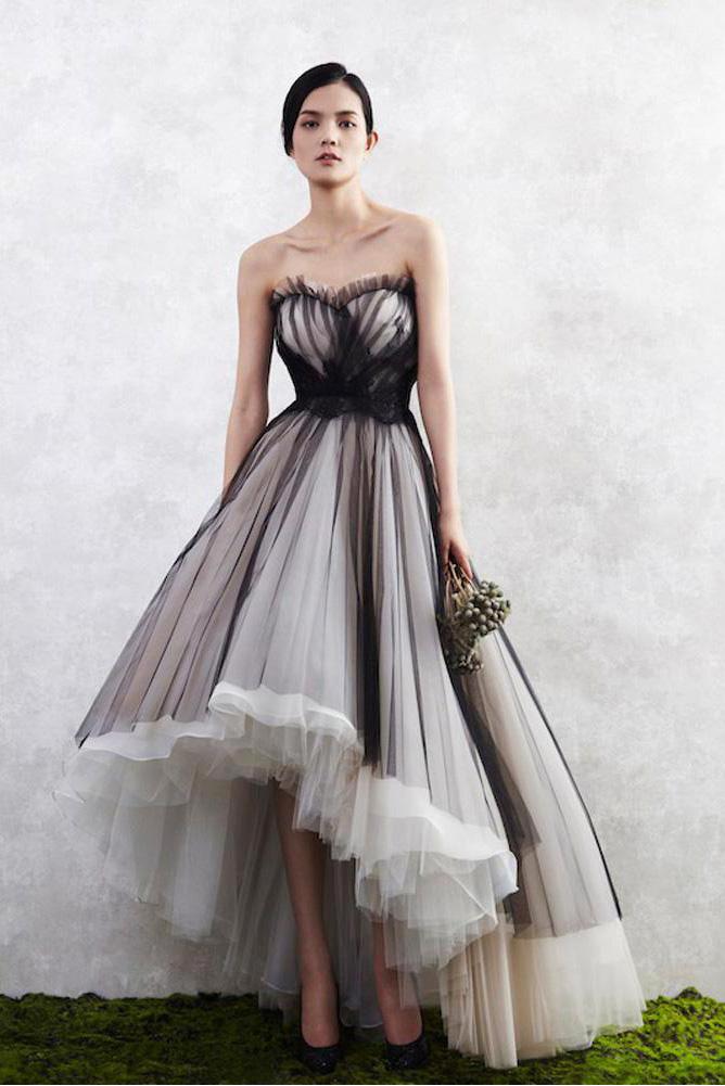 A Line Tulle High Low Sweetheart Strapless Sleeveless Prom Dresses Homecoming Dresses WK25