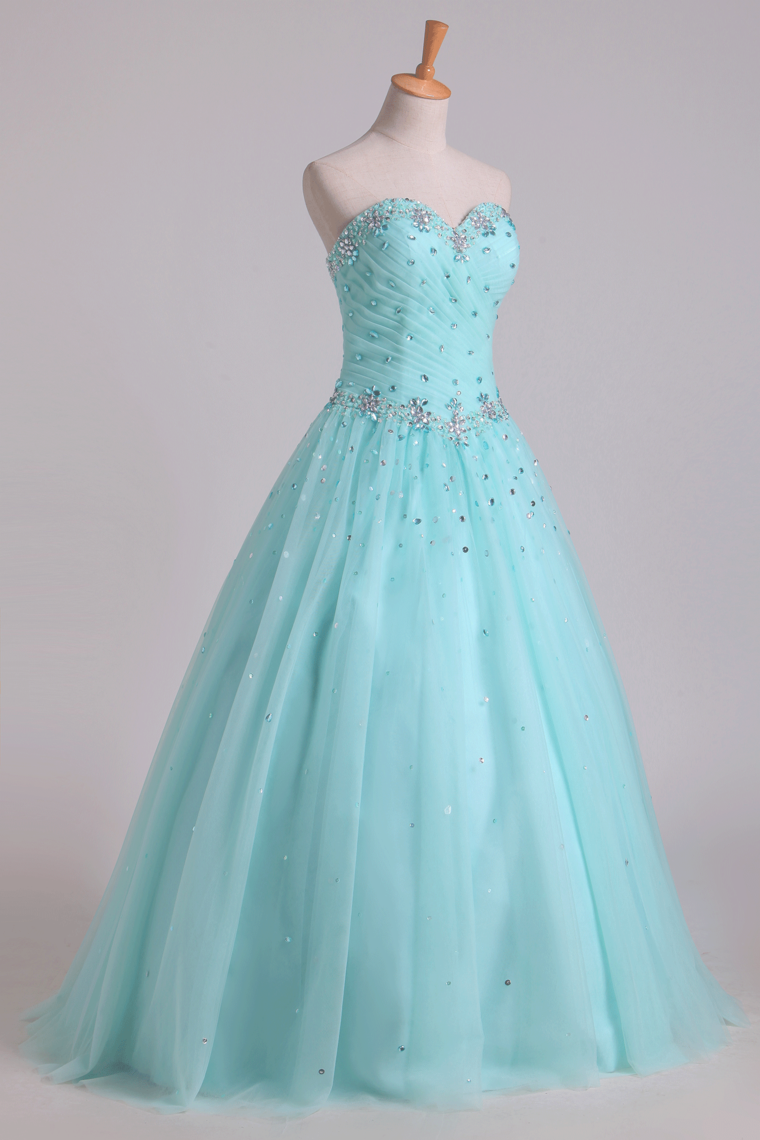 Quinceanera Dresses Pleated Bodice Sweetheart Ball Gown Floor-Length