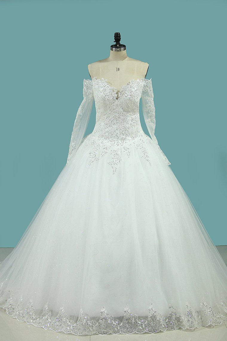 Hot Wedding Dresses Sweetheart Ball Gown Tulle With Applique