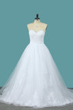 Tulle A Line Sweetheart Wedding Dress With Applique And Sash