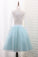 2024 A Line Long Sleeves Tulle Two-Piece Scoop Homecoming Dresses With Applique