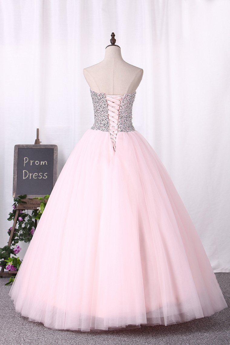 Ball Gown Sweetheart Quinceanera Dresses Tulle With Beading Floor Length