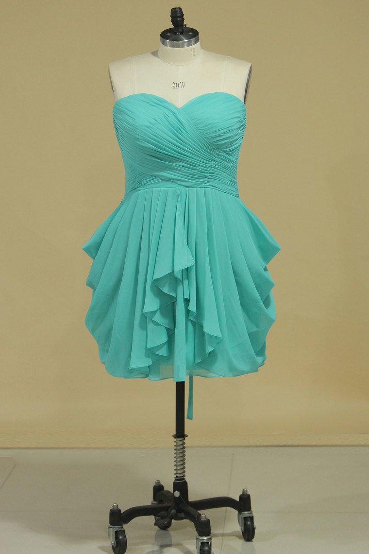 A Line Ruched Bodice Homecoming Dresses Chiffon Mini