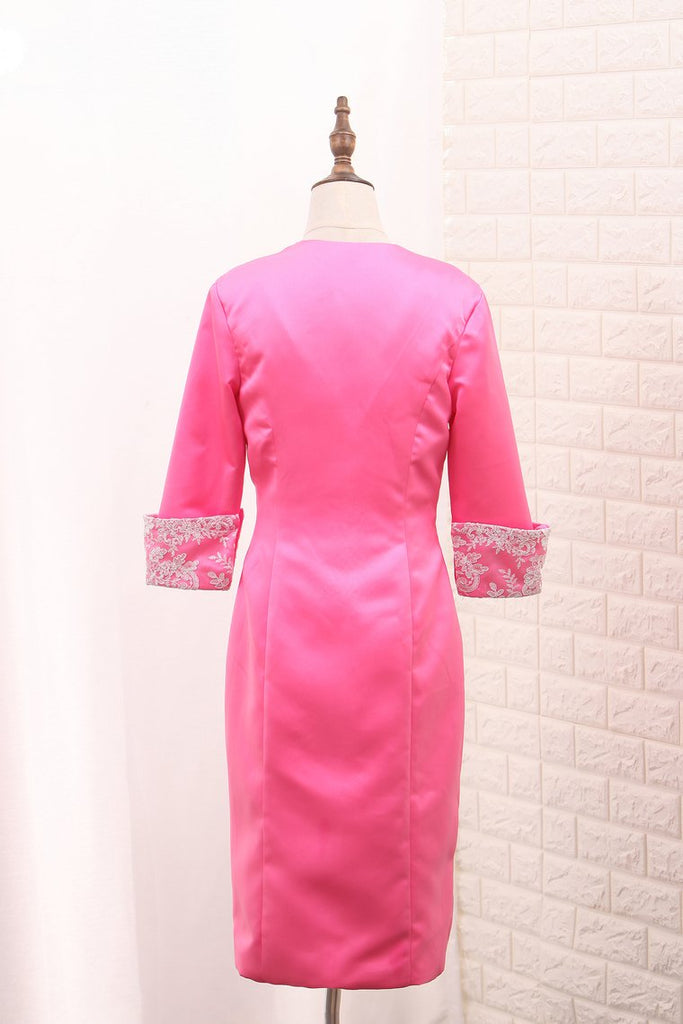 Satin V Neck With Applique And Jacket Mother Of The Bride Dresses