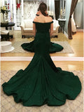 2022 Charming Off-the-Shoulder Green Mermaid Sweetheart Beads Prom Dresses WK382