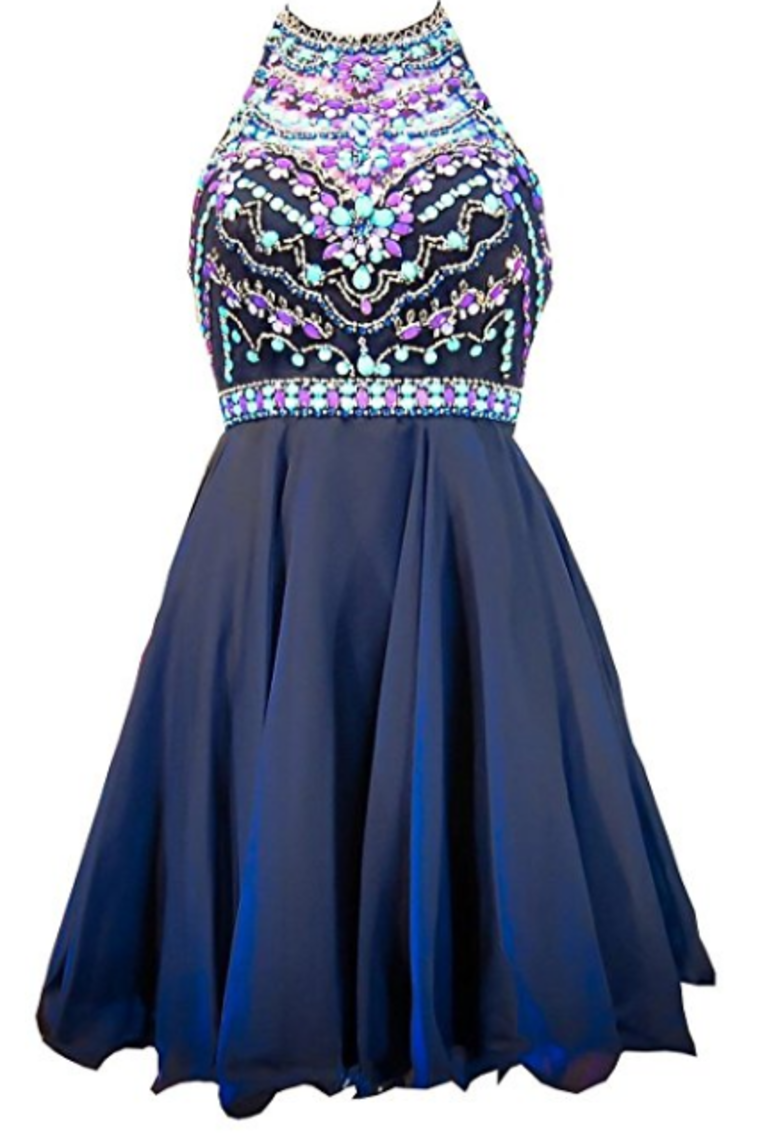 Homecoming Dresses A Line Scoop Beaded Bodice Chiffon