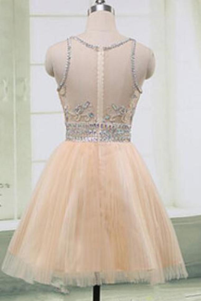 New Arrival Scoop Neck A Line Tulle Homecoming Dresses Zipper Up