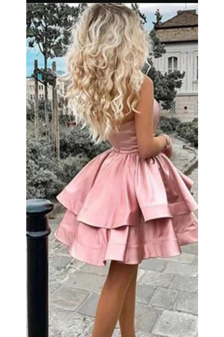 Princess A Line One Shoulder Pink Short Homecoming Dresses