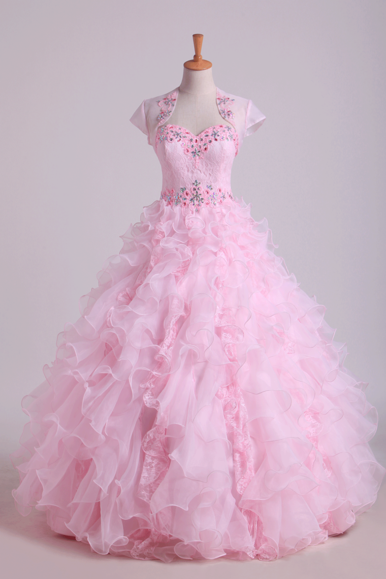 Organza Luxury Quinceanera Dresses Ball Gown Sweetheart Floor-Length With Jacket